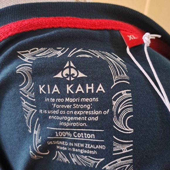 Kia Kaha Men's N Garu T Shirt Tattoo Design Crew Neck Sz XL Teal NWT - Picture 3 of 9